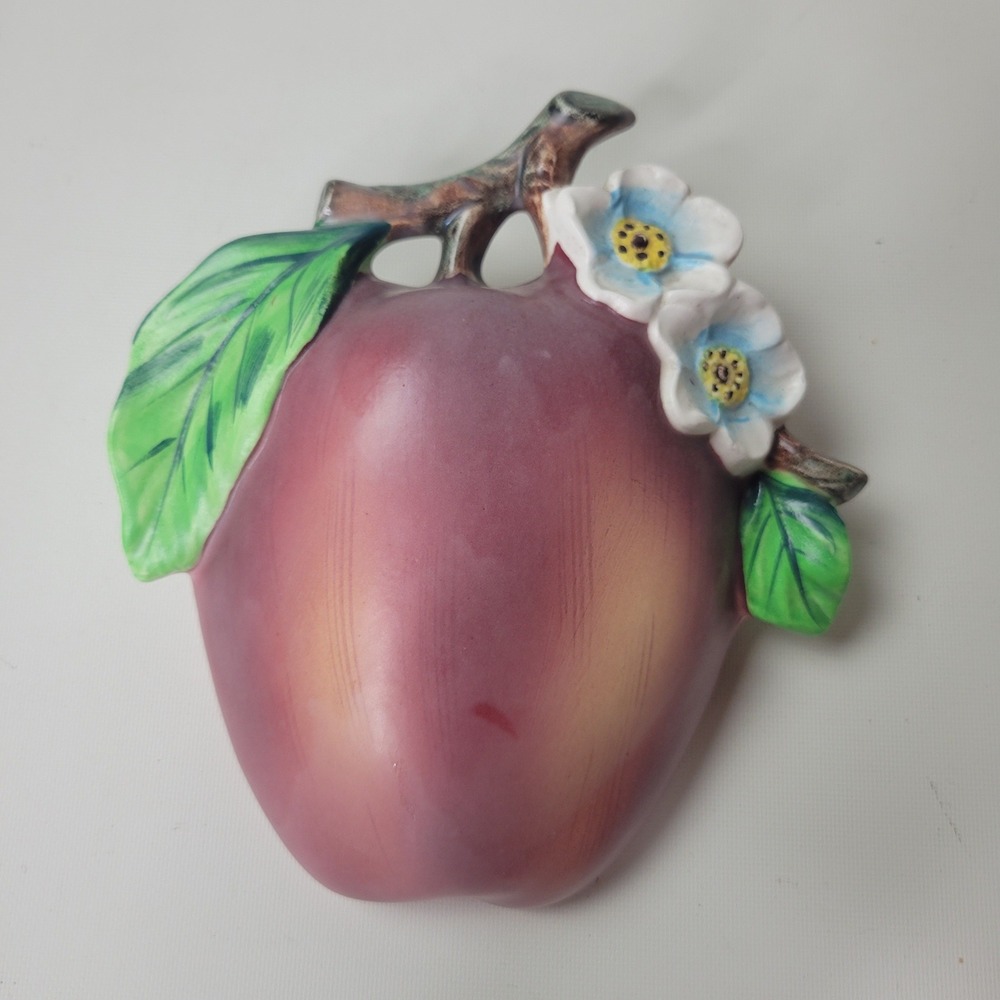Vintage Lefton Ceramic Apple Wall Pocket Planter Japan 2088N